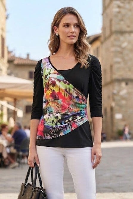 Class International Shirt 3/4 Arm schwarz/bunt Gr. M (38)