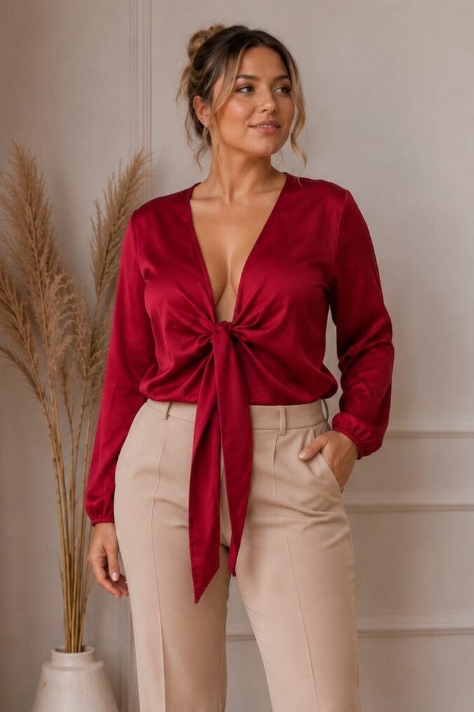 women'secret Body Bluse langarm weinrot Gr. XL (42)
