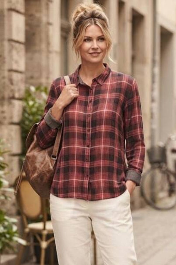 Mustang Bluse langarm braun/schwarz kariert Gr. XL (42)