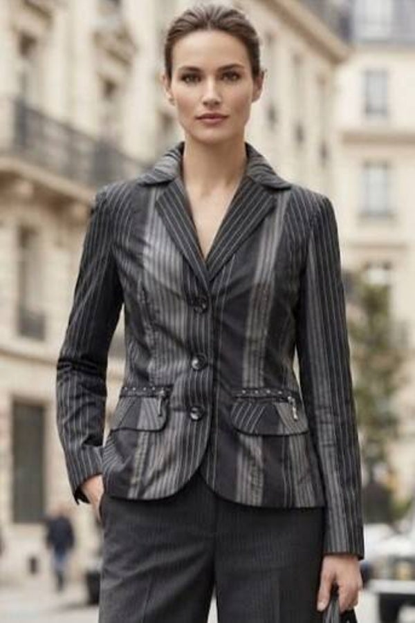 Bonita Blazer Jacke schwarz/grau gestreift Gr. M (38)