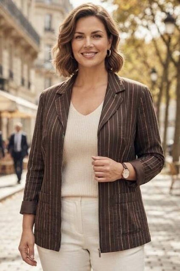 Bonita Blazer braun/bunt gestreift Gr. XXL (44)