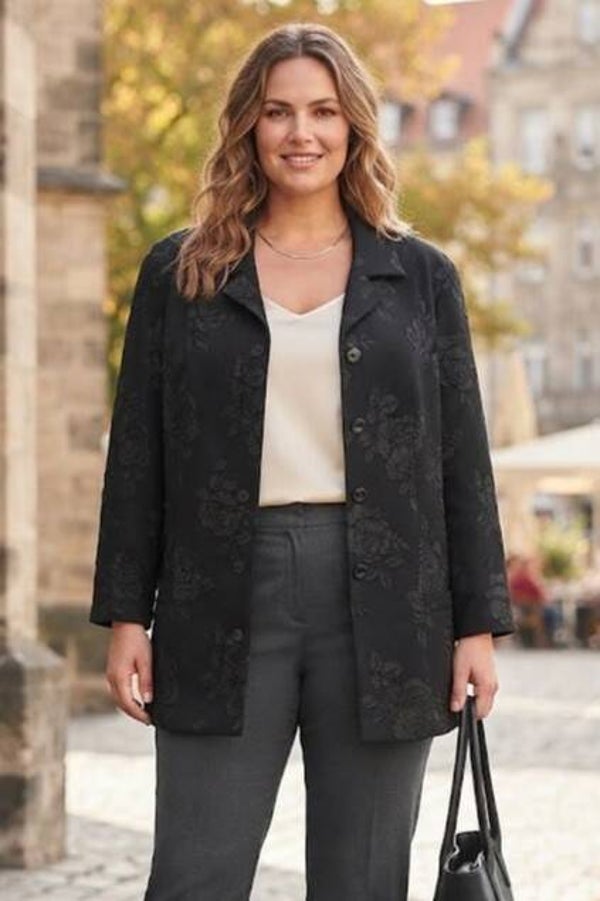Karlsbader Blazer schwarz Rosenmuster Gr. 3XL (46)