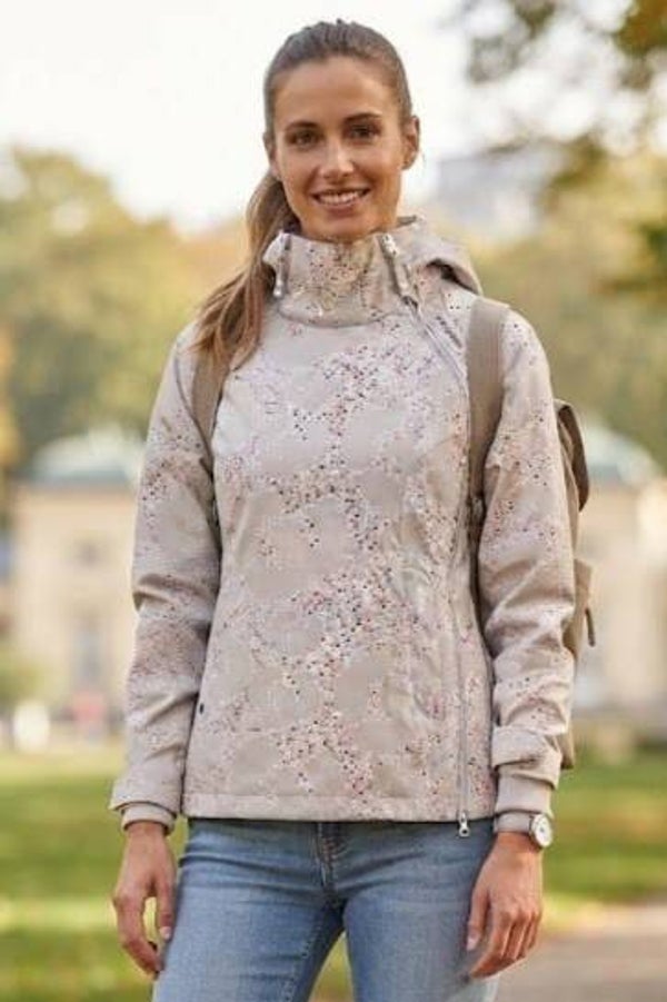 Ragwear Wind- und Regenjacke grau gepunktet Gr. XS (34)