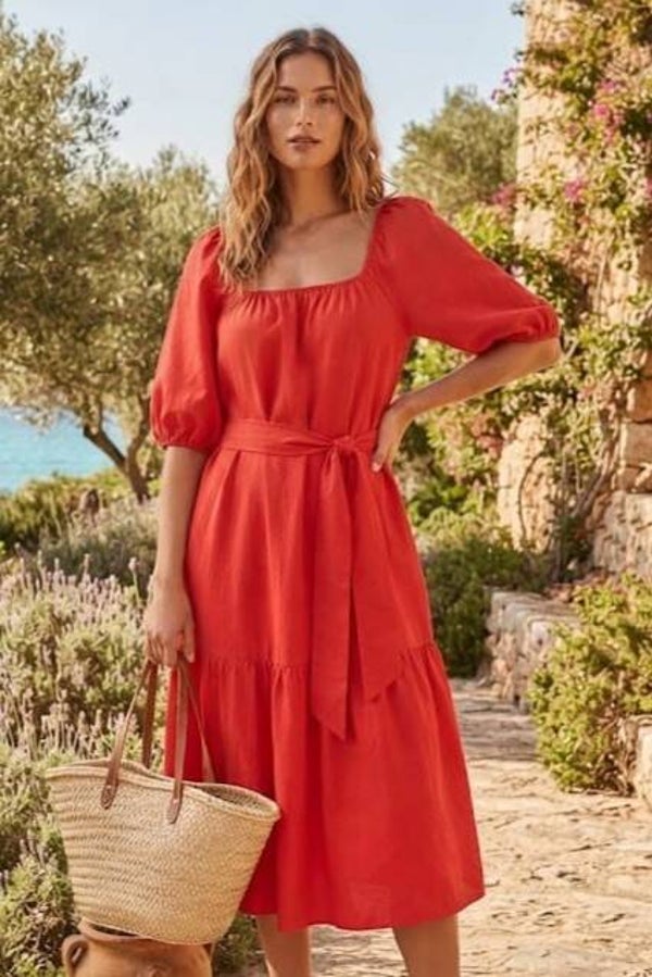 Oui Kleid 3/4 Arm orange Gr. S (36)