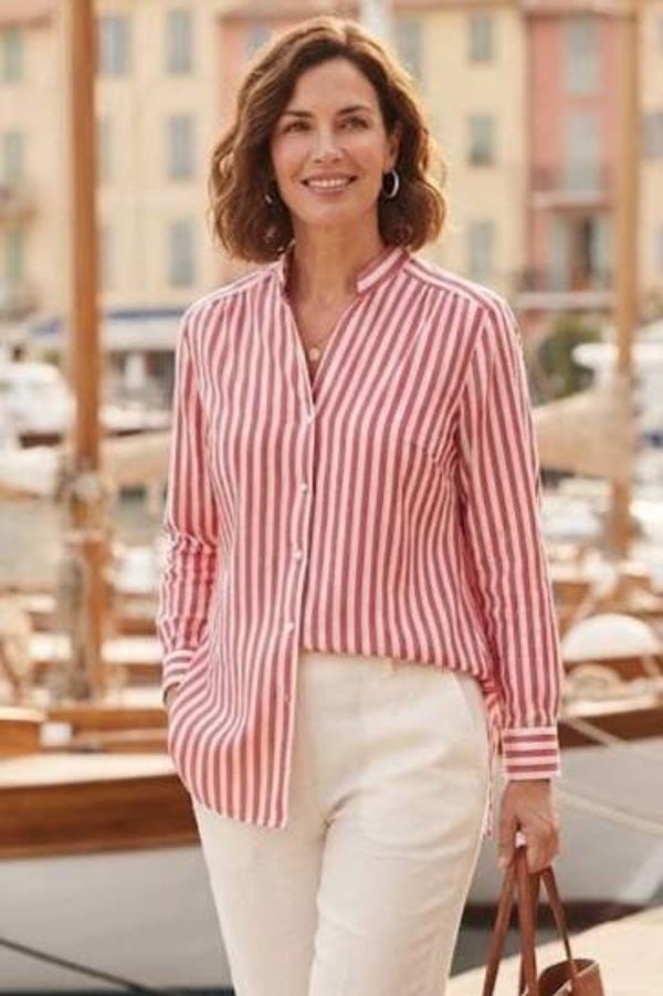 Zara Bluse langarm rot/weiß gestreift Gr. L (40)