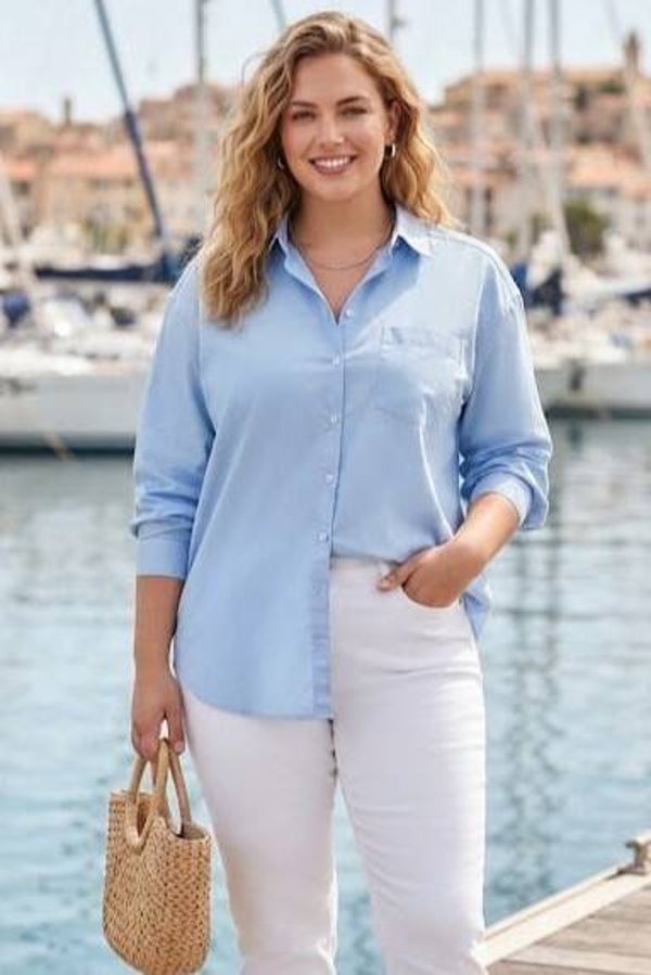 Trust Shirt Company Bluse langarm hellblau Gr. XL (40)