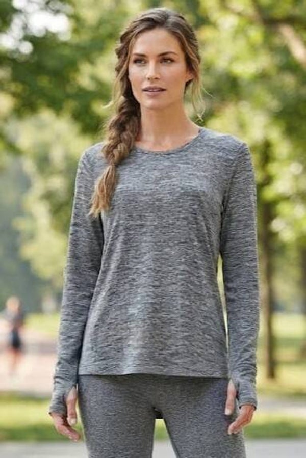 RBX Sportshirt langarm grau meliert Gr. L (40)
