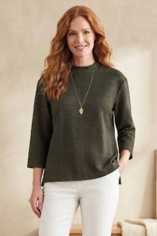 Jake*s Pullover 3/4 Arm dunkelgrün/schwarz kariert Gr. L (40)
