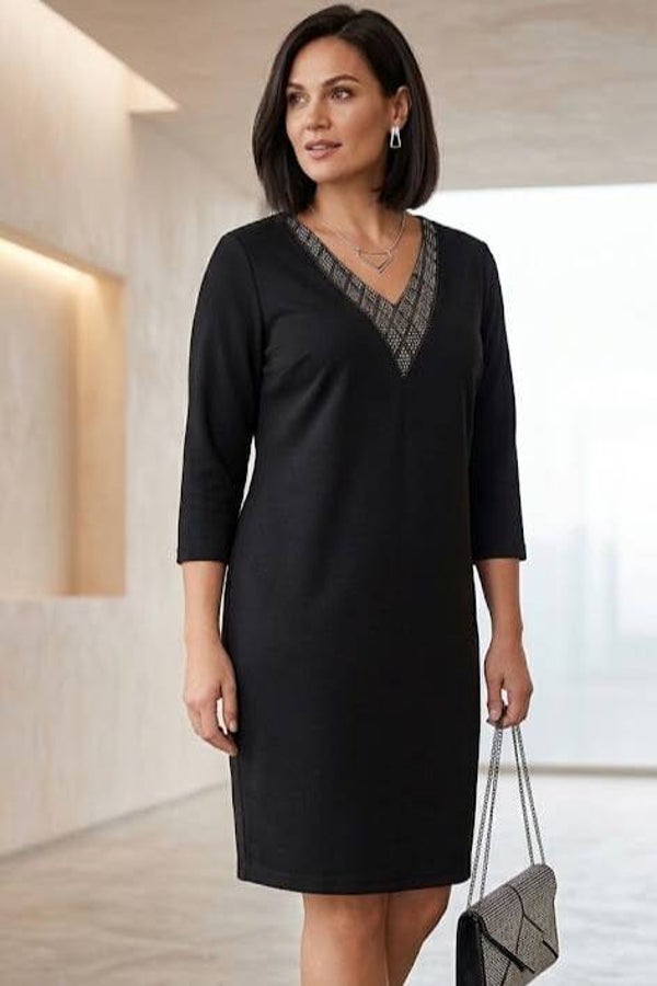 Cartoon Kleid 3/4 Arm schwarz Gr. XL (42)