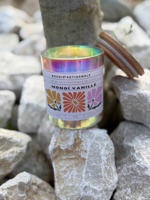 Bougie pot irisé avec couvercle