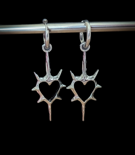 Spiked heart earrings
