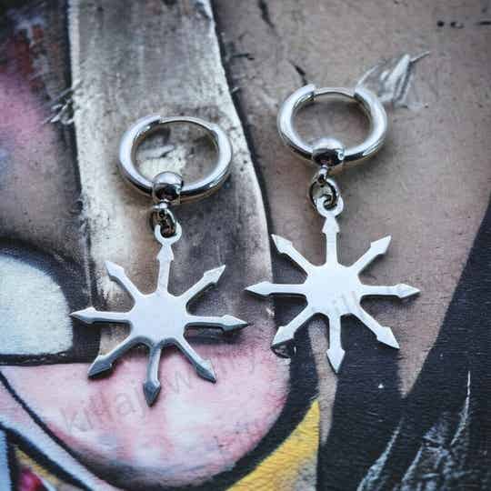 Chaos star huggie hoop earrings