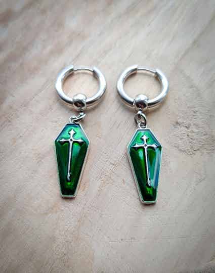 Gothic coffin earrings