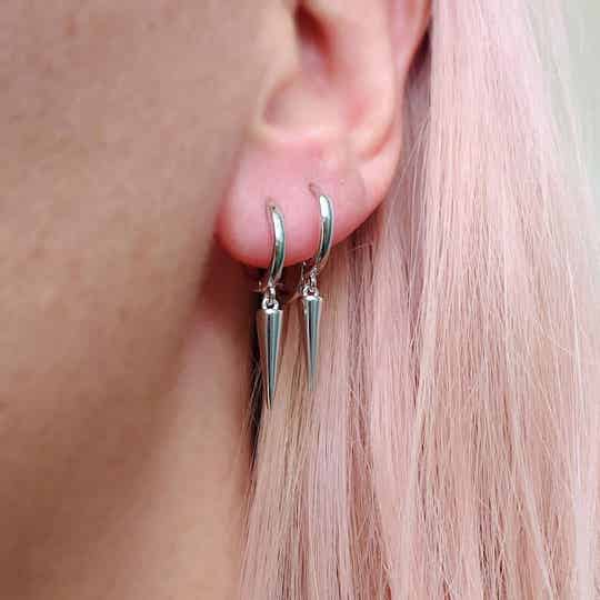 Sterling silver spike hoop earrings