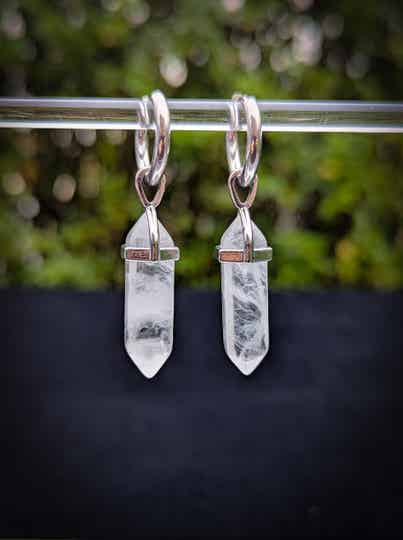 crystal quartz point earrings