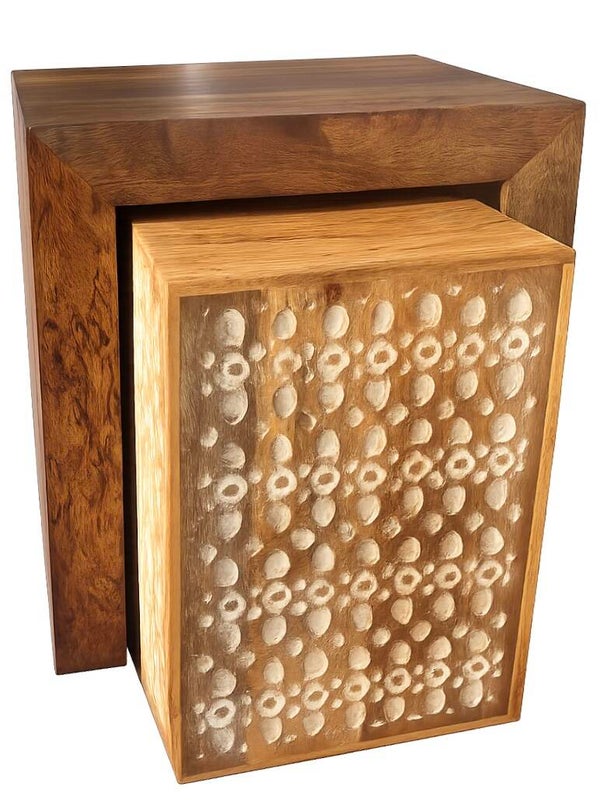 One of a Kind Restored Mango Wood Nest of Tables