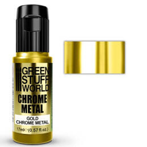 Green Stuff World Chrome Metal Paint Gold Color 17ml