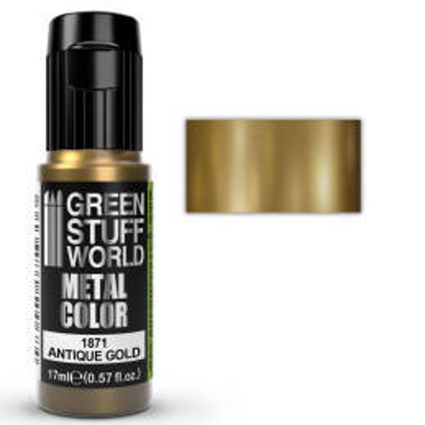 Green Stuff World Acrylic Metal Paint Antique Gold 17ml