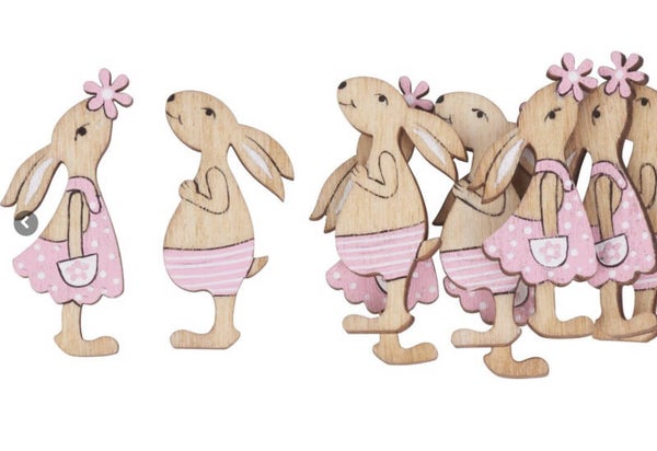 HOUTEN KONIJNTJES JONGEN/MEISJE (6stuks)