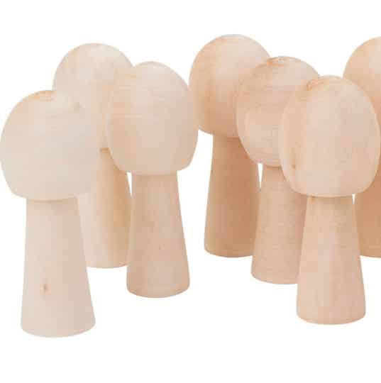 HOUTEN PADDESTOELEN (6 stuks)