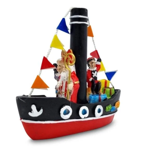 Polystone Stoomboot Sinterklaas en roetveeg pieten