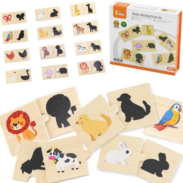 Houten puzzel – Dierenschaduwen VIGA (18 maanden+)