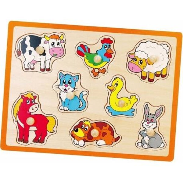 Viga Houten Puzzel met Knoppen – Boerderijthema (18+ maanden)
