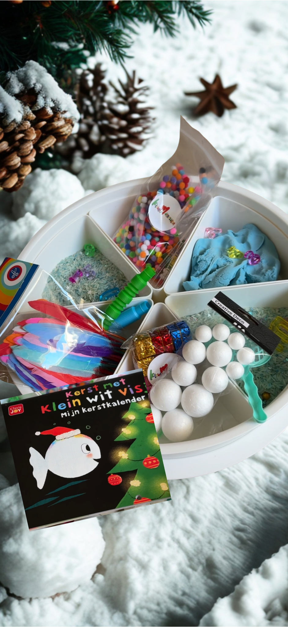 Sensorisch speelbak met 6 vakken en deksel