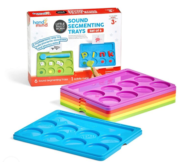 HAK EN PLAKSPEL ©️learningresources Sound Segmenting Trays