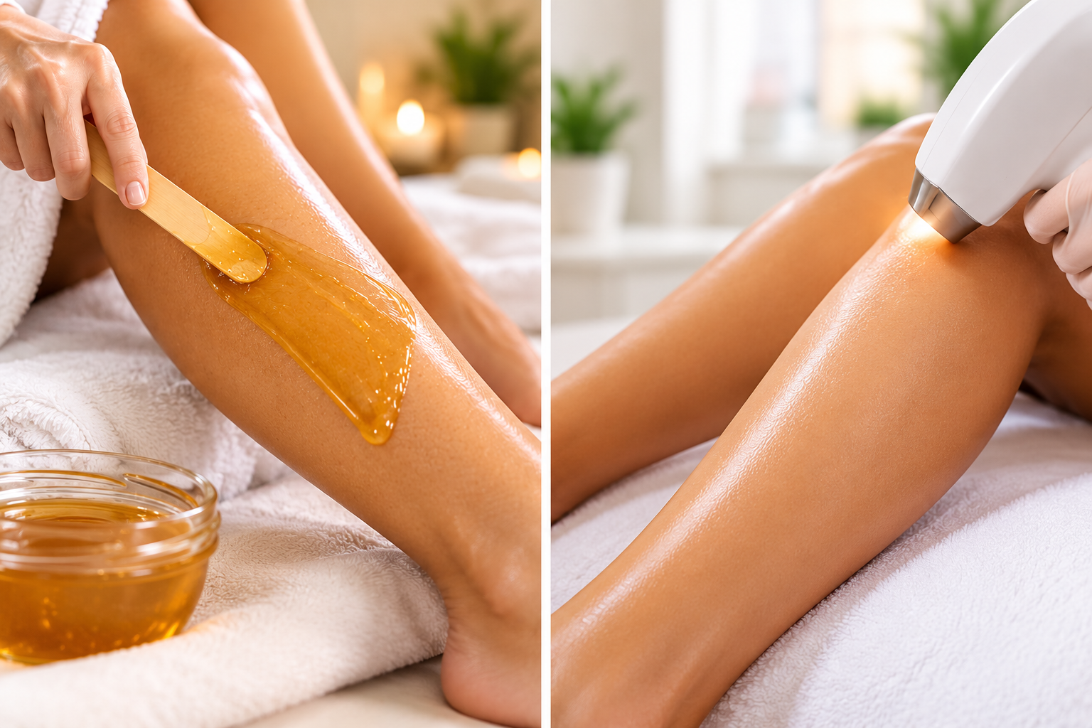 Vergelijking tussen benen waxen en laserontharing bij Diamond Beautyroom in Den Haag