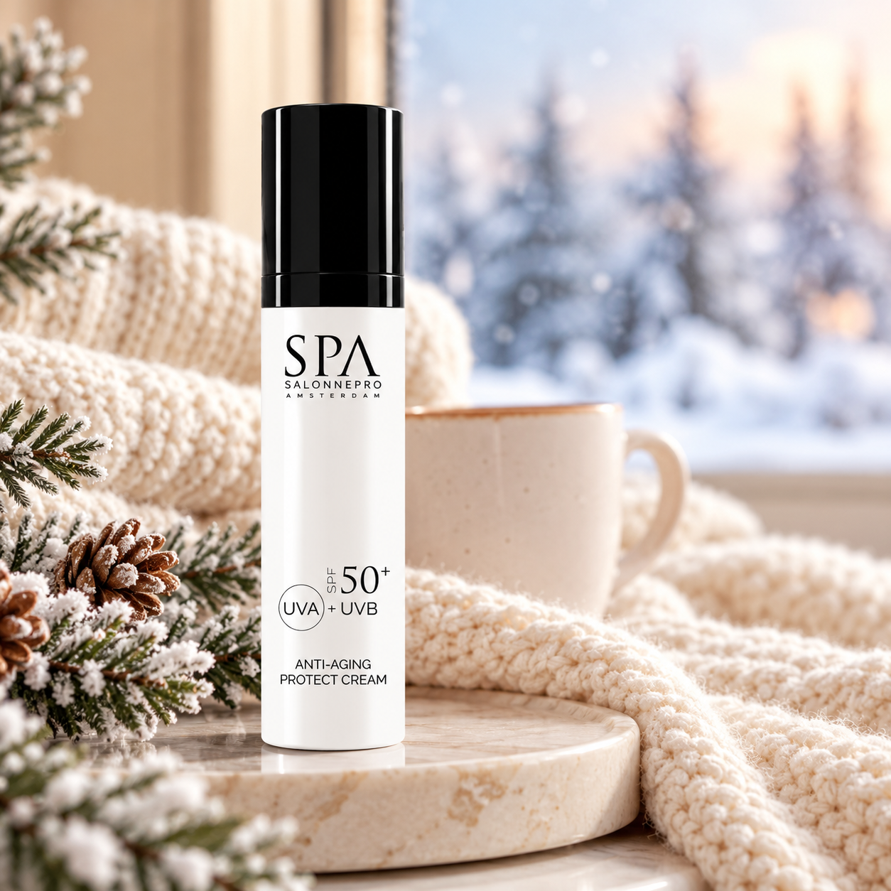 SPA Salonnepro SPF 50+ zonnebrandcrème voor dagelijkse UVA- en UVB-bescherming, ook tijdens de winter.