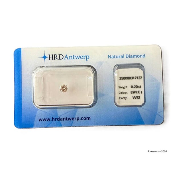 1 Stück (Lose) Diamant (Natürlich) - 0.20 ct - Rund - E - VVS2 - HRD Antwerpen