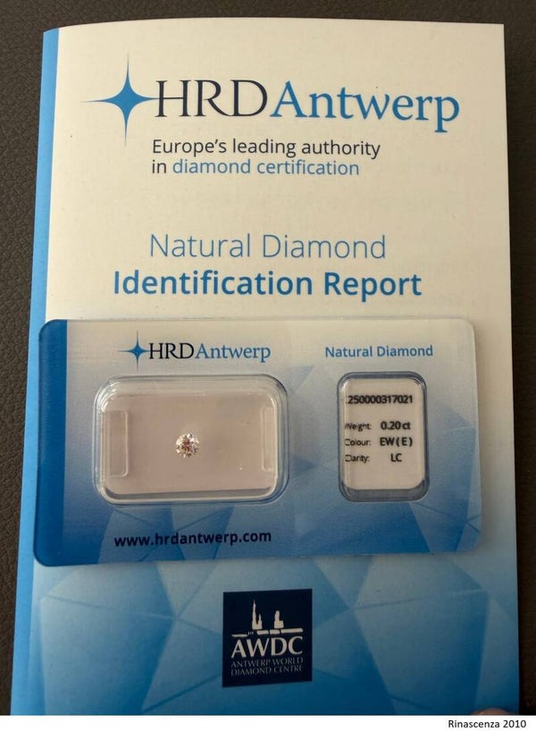 1 pcs Diamant (Natürlich) - 0.20 ct - Rund - E - IF - HRD Antwerpen