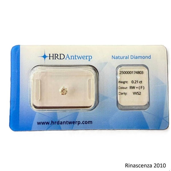 1 Stück (Lose) Diamant (Natürlich) - 0.21 ct - Rund - F - VVS2 - HRD Antwerpen