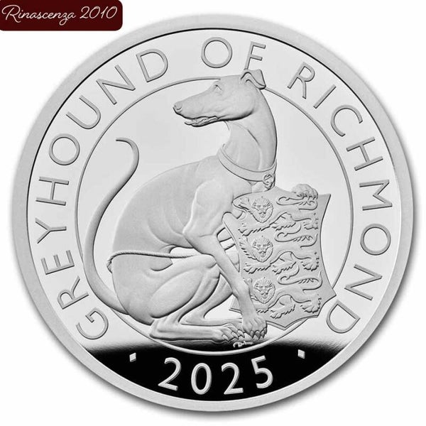 Silbermünze 5 oz The Royal Tudor Beasts The Greyhound of Richmond  Polierte Platte 2025