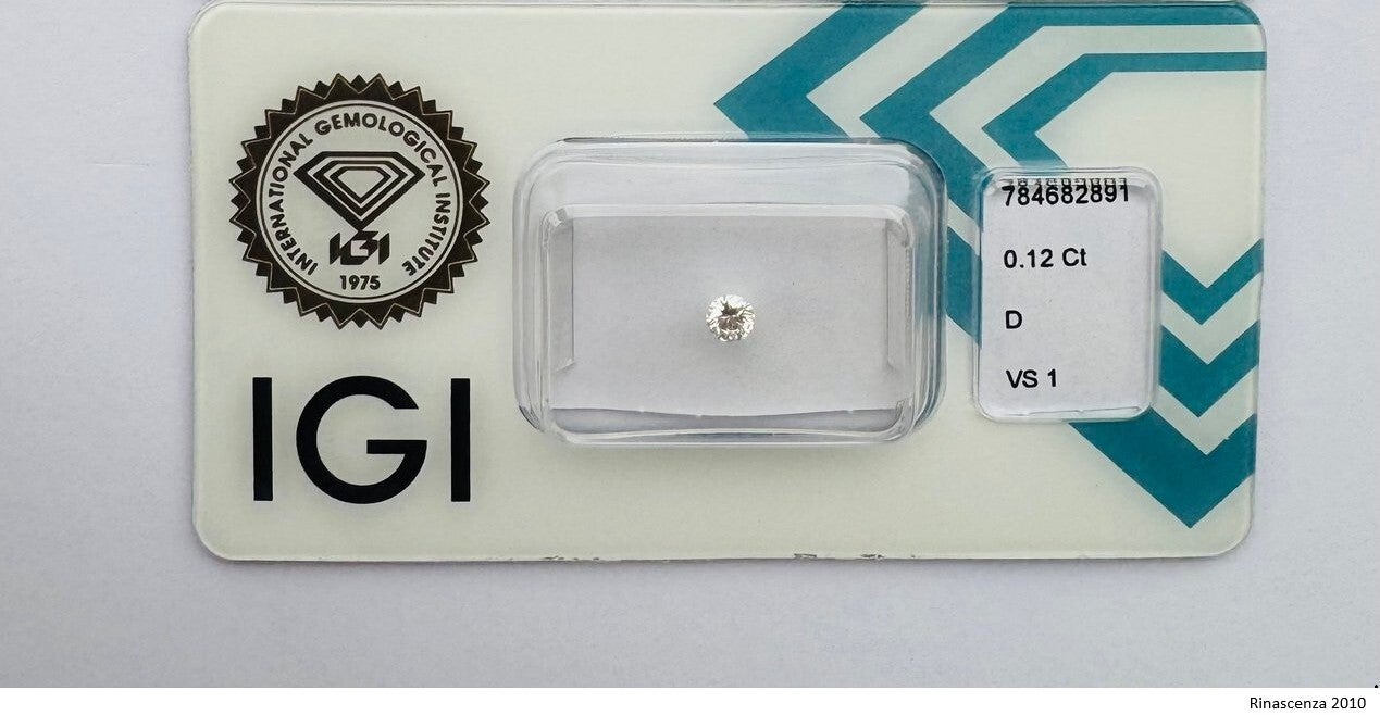 Lose Diamant (Natürlich) - 0.12 ct - Rund - D - VS1 - (Zertifikat IGI)