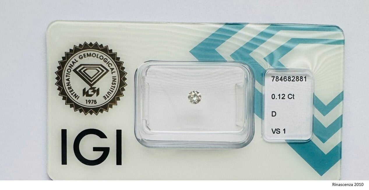 Lose Diamant (Natürlich) - 0.12 ct - Rund - D - VS1 - (Zertifikat IGI) -