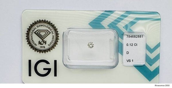 Lose Diamant (Natürlich) - 0.12 ct - Rund - D - VS1 - (Zertifikat IGI) -