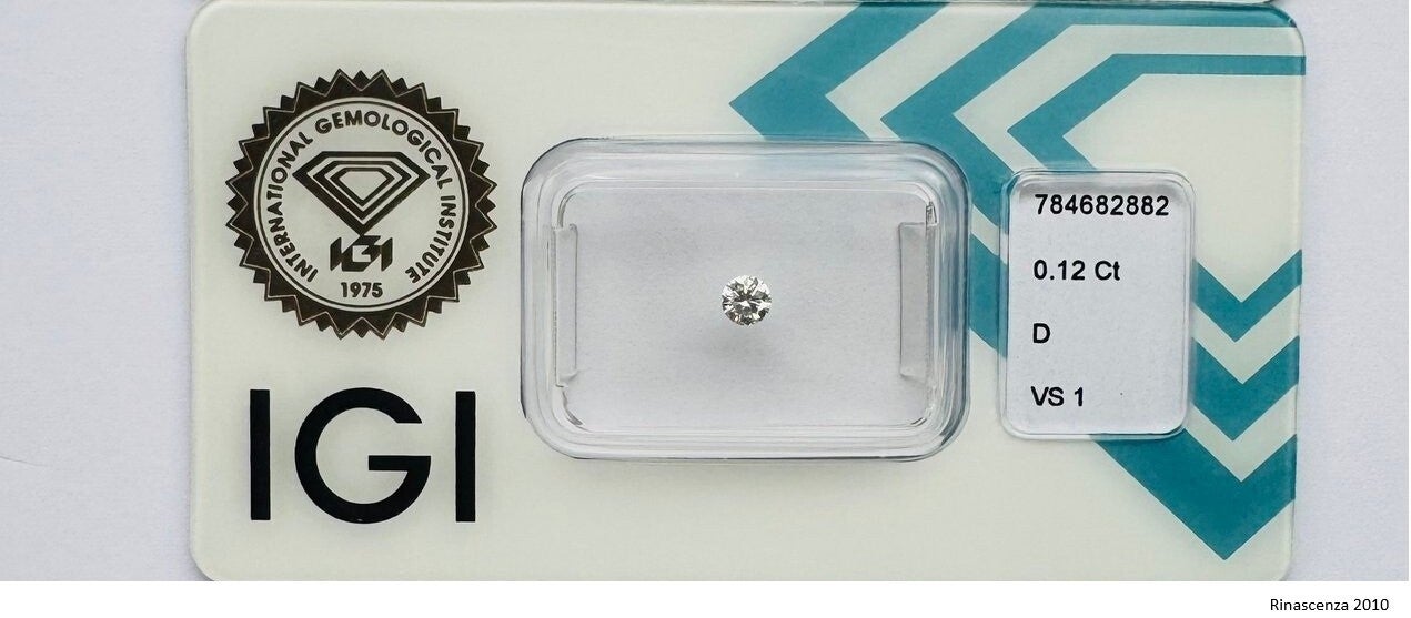 Lose Diamant (Natürlich) - 0.12 ct - Rund - D - VS1 - (Zertifikat IGI) -