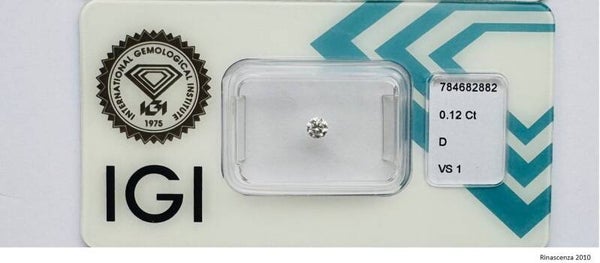 Lose Diamant (Natürlich) - 0.12 ct - Rund - D - VS1 - (Zertifikat IGI) -