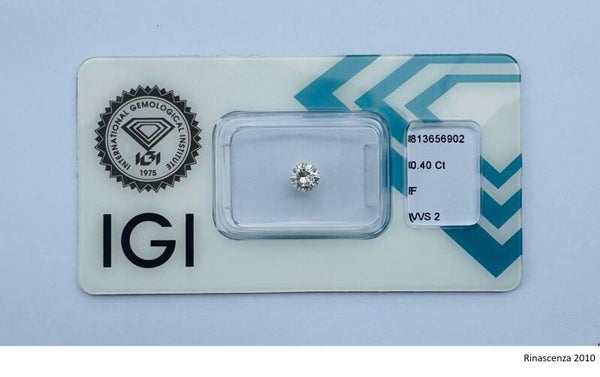 Lose Diamant (Natürlich) - 0.40 ct - Rund - F - VVS2 - International Gemmologie Institute (IGI) - *VG Keine*
