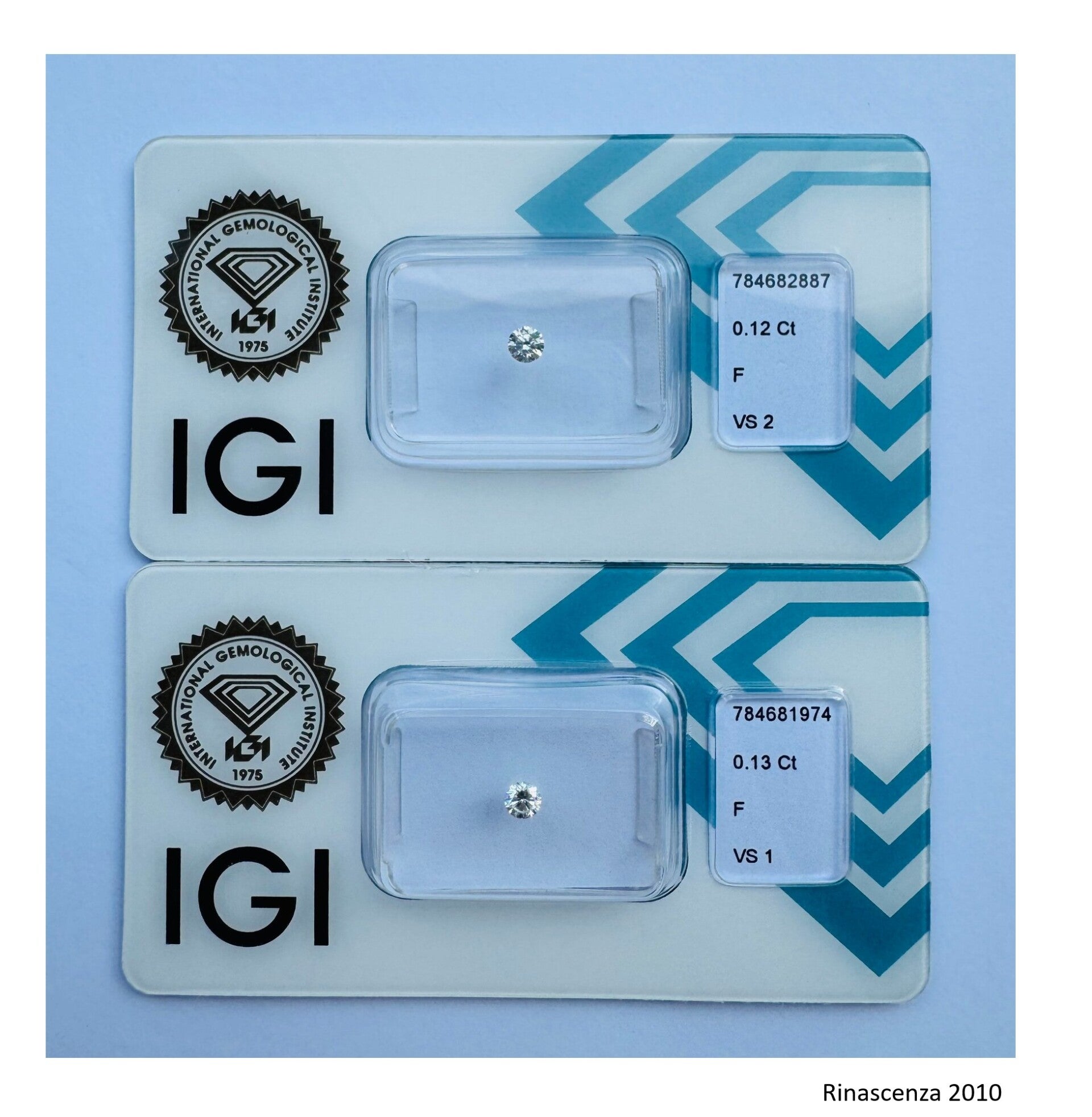 2 Stück Diamant (Natürlich) - 0.25 ct - Rund - F - VS1, VS2 - International Gemmologie Institute (IGI) - *Paar* *EX VG*