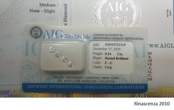 4 Stück lose Diamanten - 0.54 ct - Brillant - F, G - VVS1, VVS2,