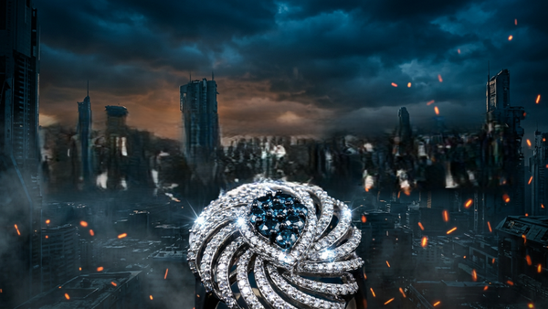 Diamant Ring Cocktail Art In Blau