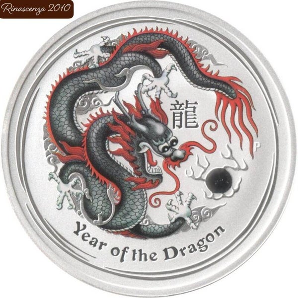 Silbermünze 1 Unzen Australien Lunar II Drache Colour 2012 gekapselt