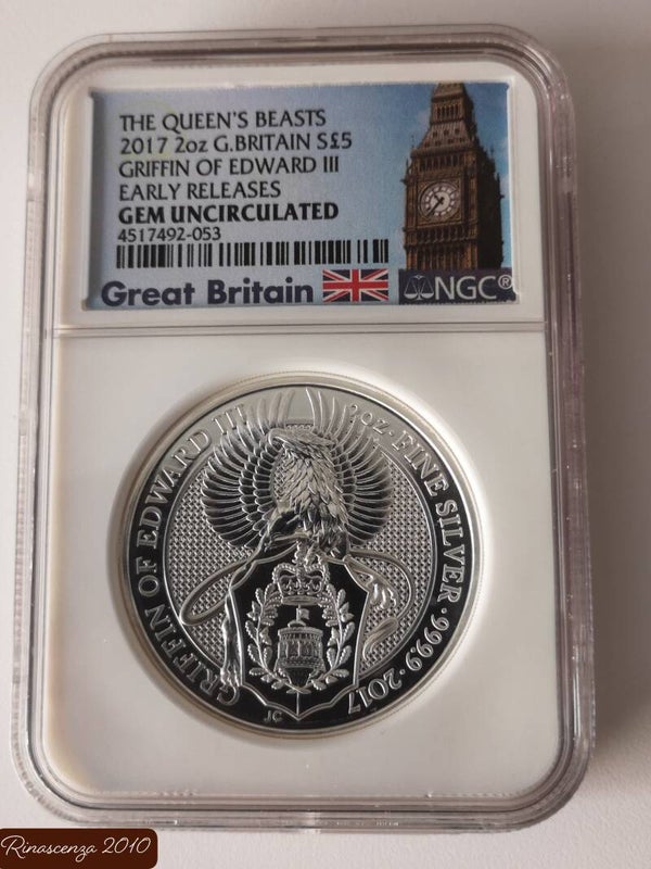 Queen's Beasts 2 oz Griffin of Edward-NGC