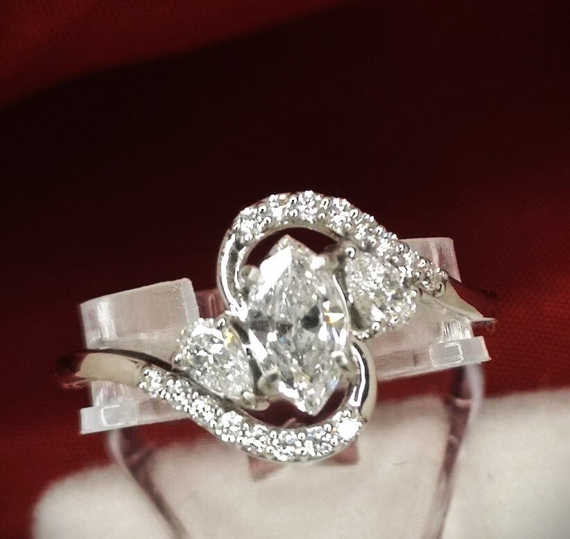 Diamant Ring 3 Schliff  Marquise, Tropfen und Rund