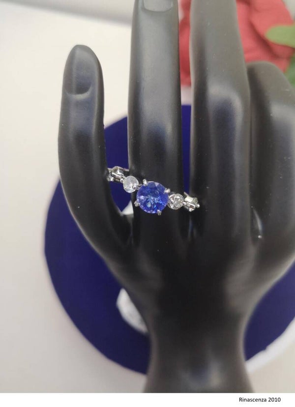 1 Gold Ring, Blau, Violett Tansanit - 1.67 ct -  (IGI) +Diamant