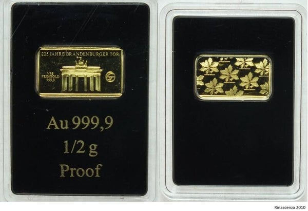 Gold Barren 1/2 g. 225 Jahre Brandenburger Tor PP