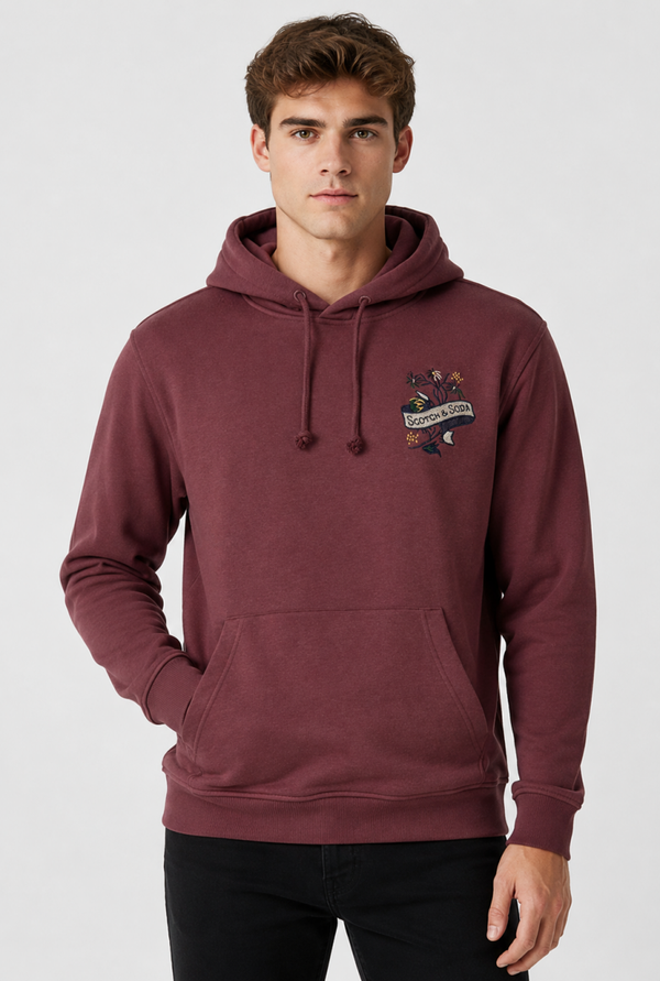Scotch & Soda Relaxed Fit Graphic Hoodie Wine – Free Spirit Lifestyle